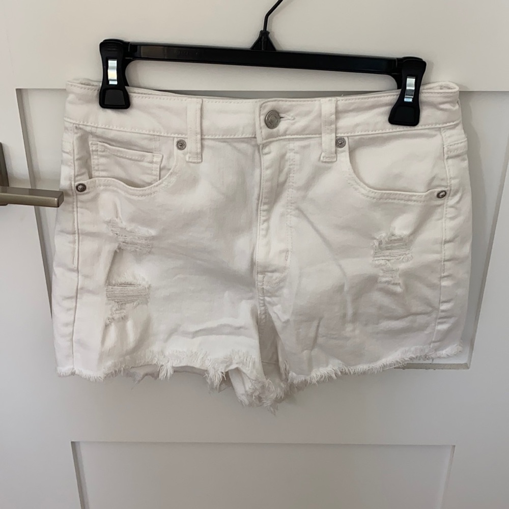 American eagle distressed super stretch mom shorts